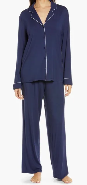 Nordstrom Pajama XL Navy Blue‎ Moonlight Eco Knit Long Sleeve Sleepwear Lounge thumbnail 1