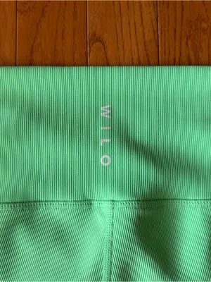Wilo The Label Ribbed Cross Waist Biker Shorts Mint Green White Stripe Medium M thumbnail 4