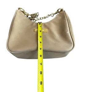 White Fox‎ Boutique Chain Strap Nylon Shoulder Bag Tan Gold Trendy Going Out thumbnail 10