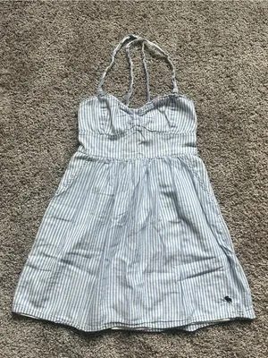 Abercrombie & Fitch Light Blue and White Striped Mini Dress thumbnail 1