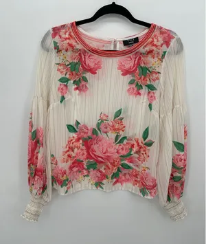 Vici Womens Sheer Floral Blouse‎ Sz M Boho Feminine Flowy Spring Lightweight thumbnail 1
