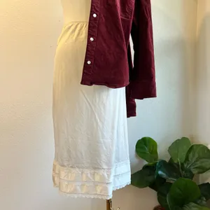 Sears USA Vintage 90s Silky Elastic Waist Lace Trim Skirt Dress Slip Size Small thumbnail 12