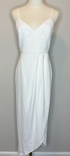 Lulu's Elegant White V-Neck Midi Slip Dress thumbnail 1