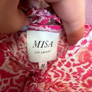 MISA Los Angeles Pink Floral Tiered Maxi Dress Ruffle V-Neck Size M thumbnail 7