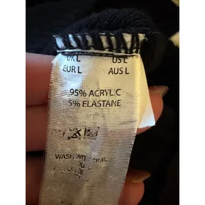Nasty Gal Sweater Women Large Black Boat‎ Neck White Varsity Stripe Sleeve Knit thumbnail 8