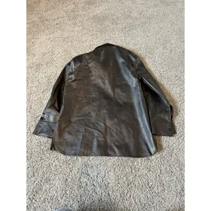 CIDER Women's Oversized Black Faux Leather Jacket Size XS‎ (A525) thumbnail 4