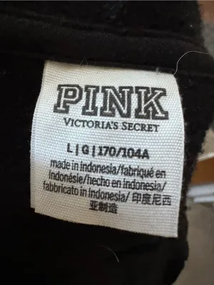 PINK Victoria's Secret Black Logo Hoodie Sweater size L thumbnail 9