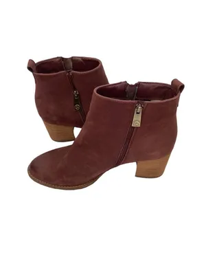 -Blondo Eve Leather Ankle Booties Boots Womens 8.5 Plum Burgundy Waterproof thumbnail 3