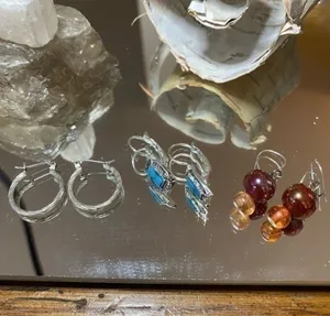Vintage Classic Dainty Petite Small Silver Earrings Bundle of 3 Pair thumbnail 1