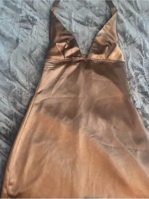 Sleek Satin Slip Dress in Rich Brown thumbnail 2