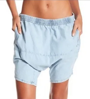 One Teaspoon Sz 26 Calypsos Light Wash Chambray Harem Drop Crotch Beach Shorts thumbnail 1