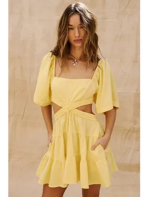 Free People Cross of Sunlight Lilac Cutout Tiered Mini Dress thumbnail 4