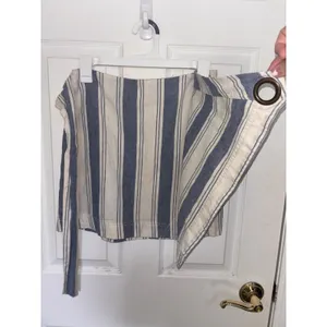 Free People Blue Stripe Tuscan Sunrise Mini Skirt Linen Blend 4 Faux Wrap thumbnail 3