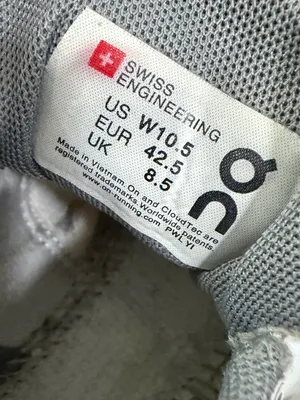 On Running Cloud 5 Terry Running Shoes Sneaker Glacier Grey White size 10.5 thumbnail 9
