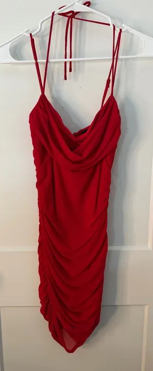 Windsor Red Homecoming Ruched Cowl Neck Dress XS thumbnail 1