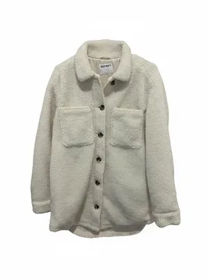 Old Navy Cream Teddy Shacket with Front Pockets thumbnail 3