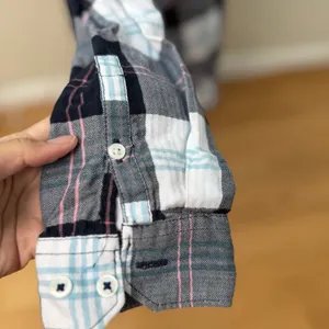 Barbour Womens Shoreline Shirt 10 EUC Oversized Windowpane Tartan Coastal Preppy thumbnail 16