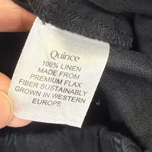 Quince Black 100% European Linen Elastic Waist Wide Leg Cropped Pants Small thumbnail 8