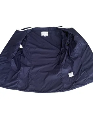 Patty Kim Navy Blue White Trim Quilted Zip Up Cap Sleeve Lightweight Vest XS thumbnail 7
