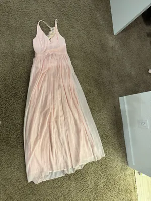 Lulus Pink long dress with a lace back thumbnail 5