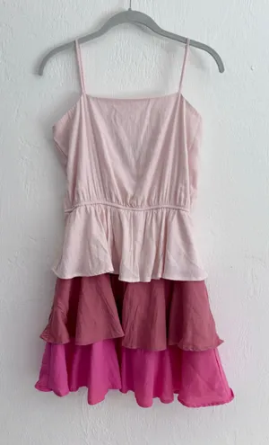 Women's Trixx Ombre Tiered Mini Dress Size M Pink Ombre thumbnail 1