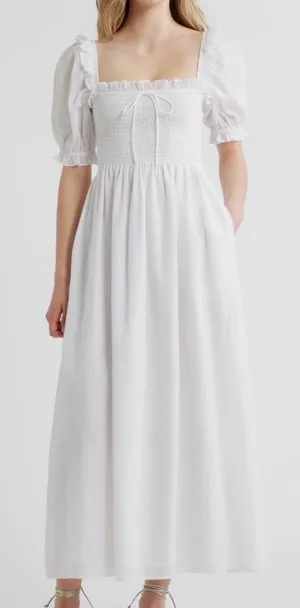 Hill House Home The Scarlett Nap Fit & Flare Midi Dress M white thumbnail 1