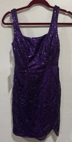 New Purple Sequence Mini Dress Size 2 thumbnail 1