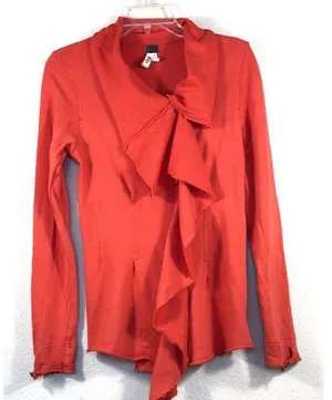 Free People We The Free Ebb & Flow Asymmetrical Zip Ruffle Sweater Size M Y2K thumbnail 1