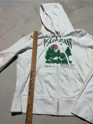 Polo Jeans vintage Ralph Lauren White Zip Hoodie tree graphic XL thumbnail 5