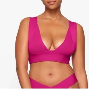 Skims Knit Swim Plunge Bikini Top Onyx Size Small thumbnail 8