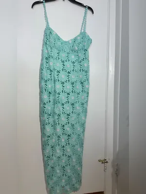 SAYLOR Mint Green Floral Lace Midi Dress with Spaghetti Straps thumbnail 5