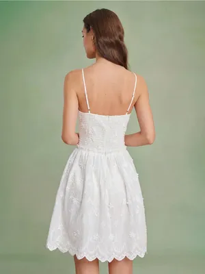Rihoas White Floral Embroidery Slip Mini Dress thumbnail 5