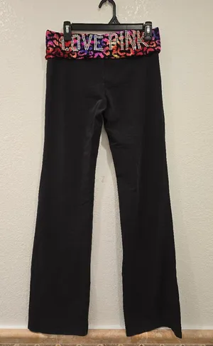Victoria's Secret PINK Bling Vintage Foldover Flare Pants Y2K L thumbnail 1