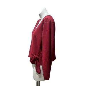 Madewell Women's XL Red V-Neck Wrap Blouse Long Sleeve Casual Top thumbnail 6