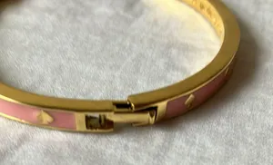 : Pink “Spot the Spade” Hinge/Clasp Bangle Bracelet- Gold tone thumbnail 10