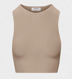 NWT aritzia babaton sculpt knit racer cropped tank fluent taupe xs sold out thumbnail 1