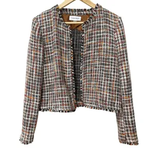 Calvin Klein Tweed Blazer Open Front Frayed Edges Size 14 Women Office Attire‎ thumbnail 1
