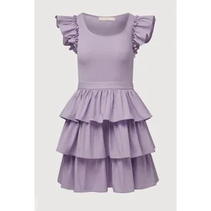 Rachel parcell‎ Ruffle Sleeve Tiered Dress Purple Sleeveless Mini Summer Party 8 thumbnail 4