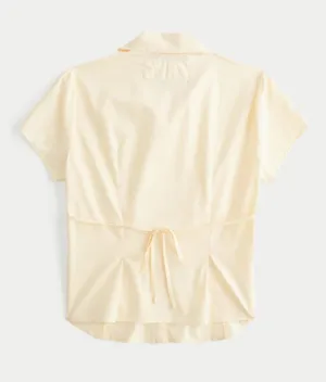 New Yellow Hollister Short-Sleeve Button Front Shirt thumbnail 3