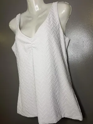 White House Black Market Tank Top Womens Large White Textured V Neck Lined Knit thumbnail 4
