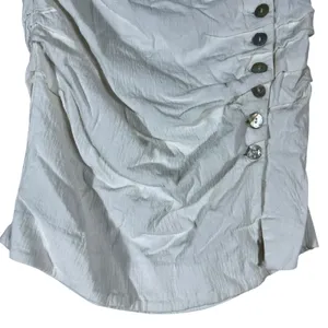 NWT Zara Ruched Side Button Solid Mini Skirt White Coastal High Waisted Size M thumbnail 4