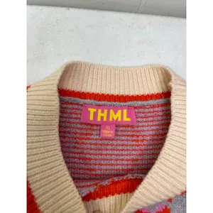 THML Short Sleeve Ribbon Knit Sweater Top in Gray. Size XL thumbnail 6