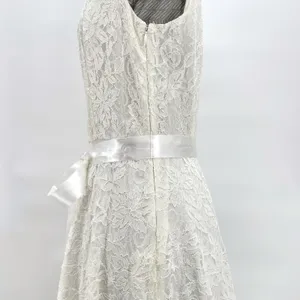 Tahari White Lace Satin Bow Dress Sleeveless V Ivory Wedding Eloping ASL Size 8 thumbnail 7