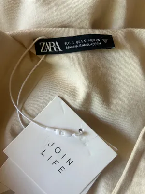 ZARA Midi Length Beige Nude Sheath Dress Size Small NWT thumbnail 8