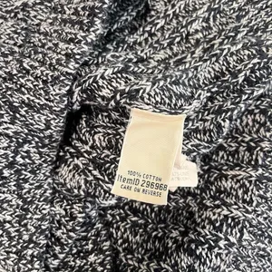 LL Bean Black Marled Pullover Cable V Neck Shawl Collar Cotton‎ Sweater SMALL thumbnail 10
