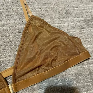 SKIMS Sparkle Glissenette Front Close Triangle Bralette Tan Brown Chai 3X NWT thumbnail 4