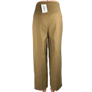 NEW Oak + Fort Women Beige High Rise Straight Wide Leg Career Dress Pants Sz S thumbnail 3