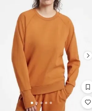 Athleta Womens Triumph Crewneck Sweatshirt Cattail Brown Orange Comfy Size Small thumbnail 1