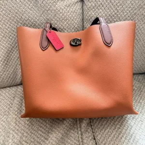 Coach Field Tote 30 Pebbled Leather Cognac Burgundy thumbnail 2