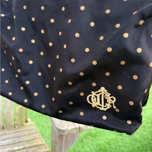 VTG 80’s Christian Dior Black Gold Polk A Dot Cosmetic Bag Travel Toiletries‎ C thumbnail 2